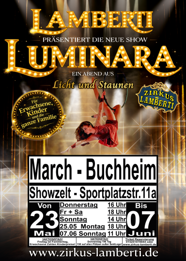 Plakat für die Lamberti Luminarashow mit Datum und Veranstaltungsdetails.